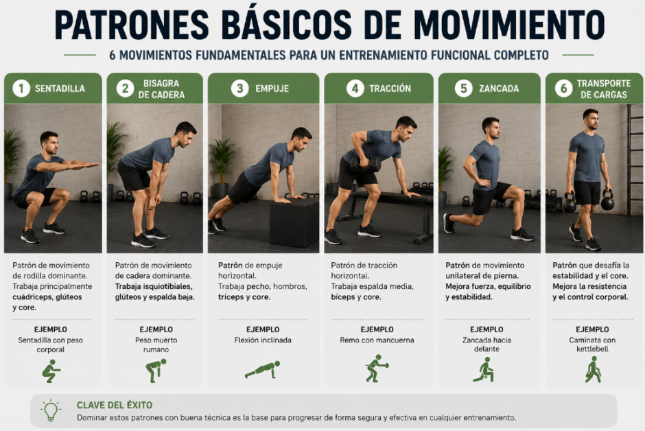 Los patrones básicos de movimiento del entrenamiento funcional