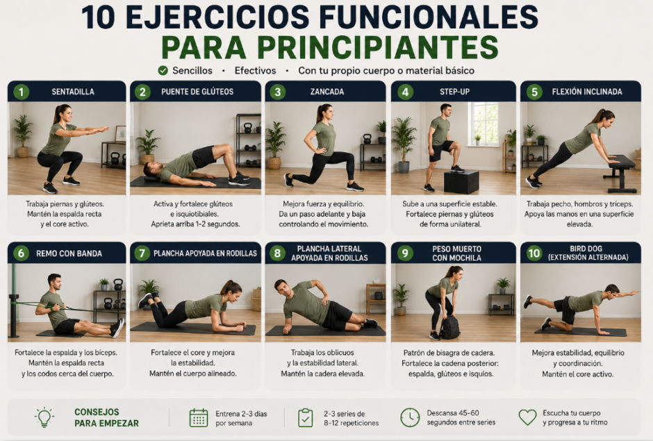 Los 10 ejercicios funcionales para principiantes