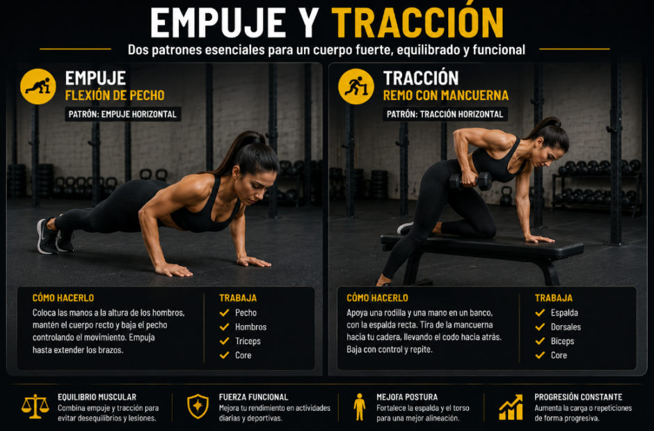 Ejercicios funcionales de empuje y tracción