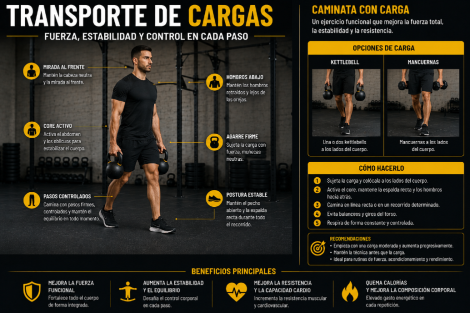 Ejercicios funcionales de transporte de cargas