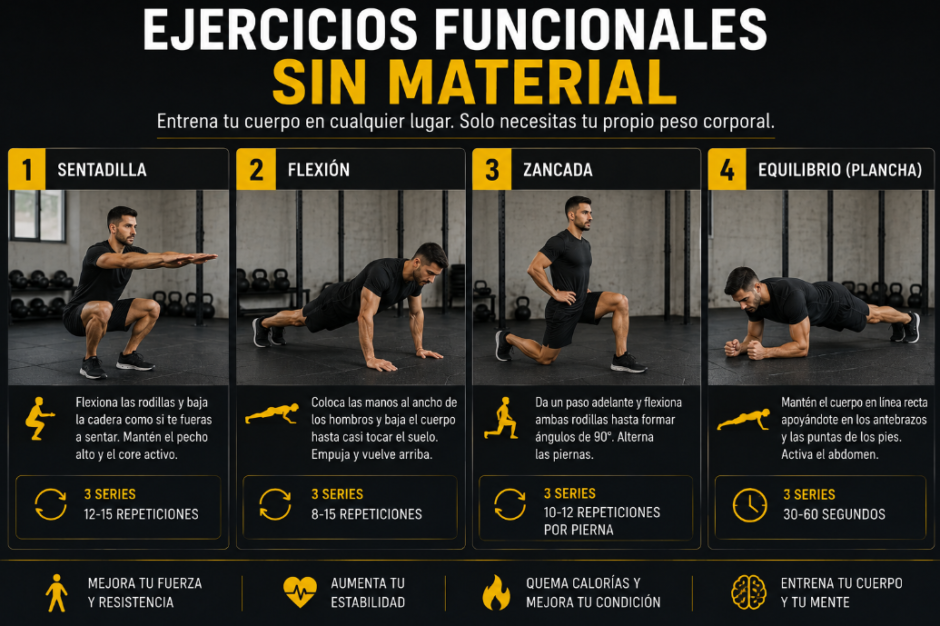 Ejercicios funcionales con peso corporal